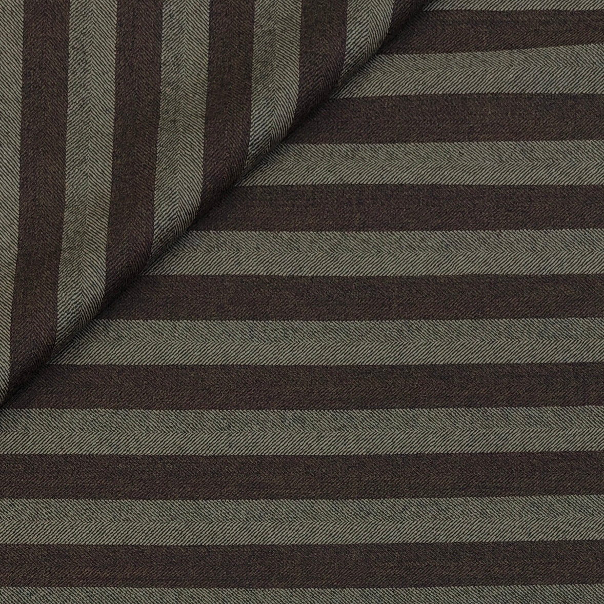 Tweed Blazer Fabric Raymond 100% Wool Patta Stripes With Hereingbone Colour Chocolate Brown N Khaki