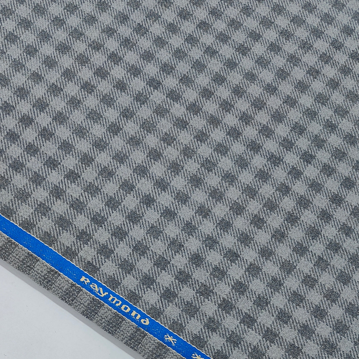 Tweed Blazer Fabric Raymond 52% Wool Windowpane Check Colour Grey