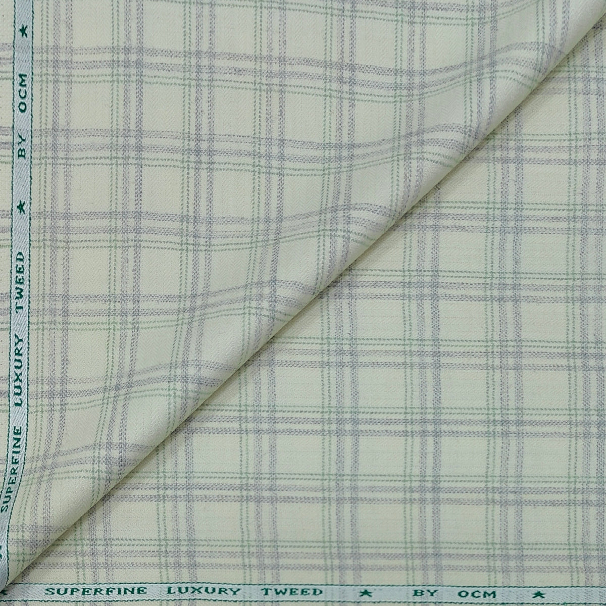 Tweed Blazer Fabric OCM Premium Wool Blended Broad Check Colour Lime Cream
