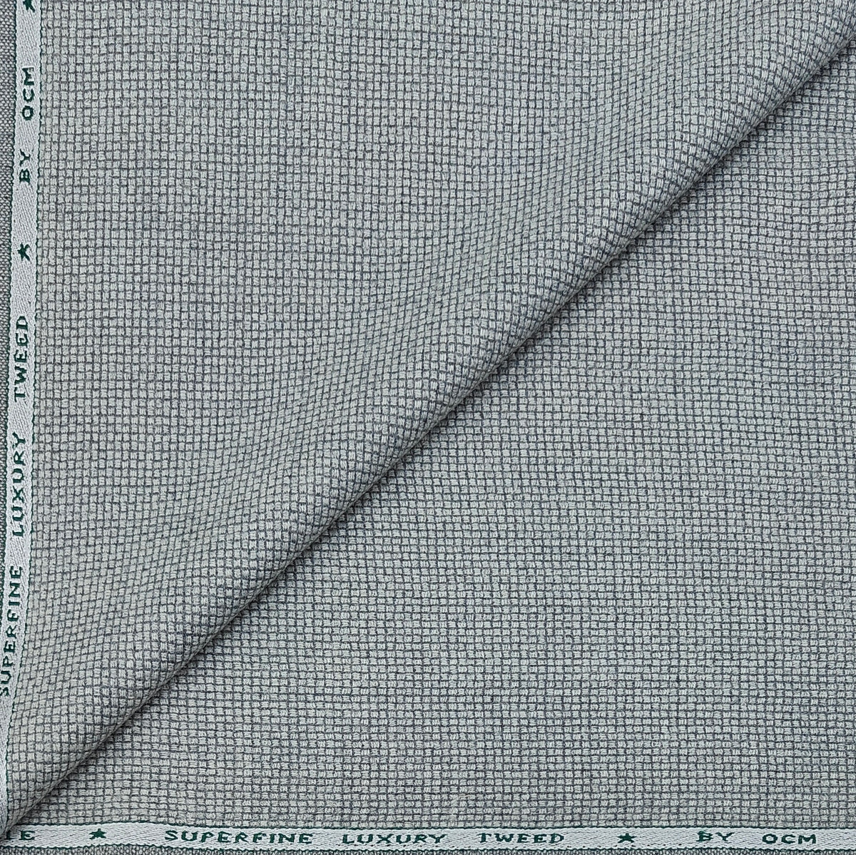 Tweed Blazer Fabric OCM Premium Wool Blended Micro Check Colour Grey