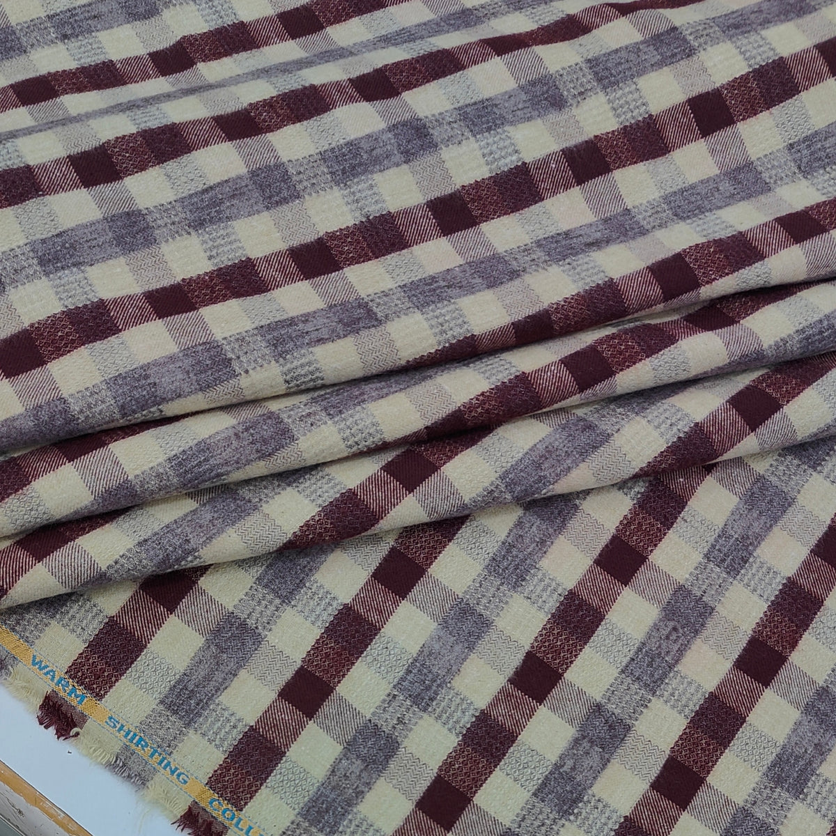 Warm Shirt Fabric Raymond Tartan Check Colour Cream N Lavender