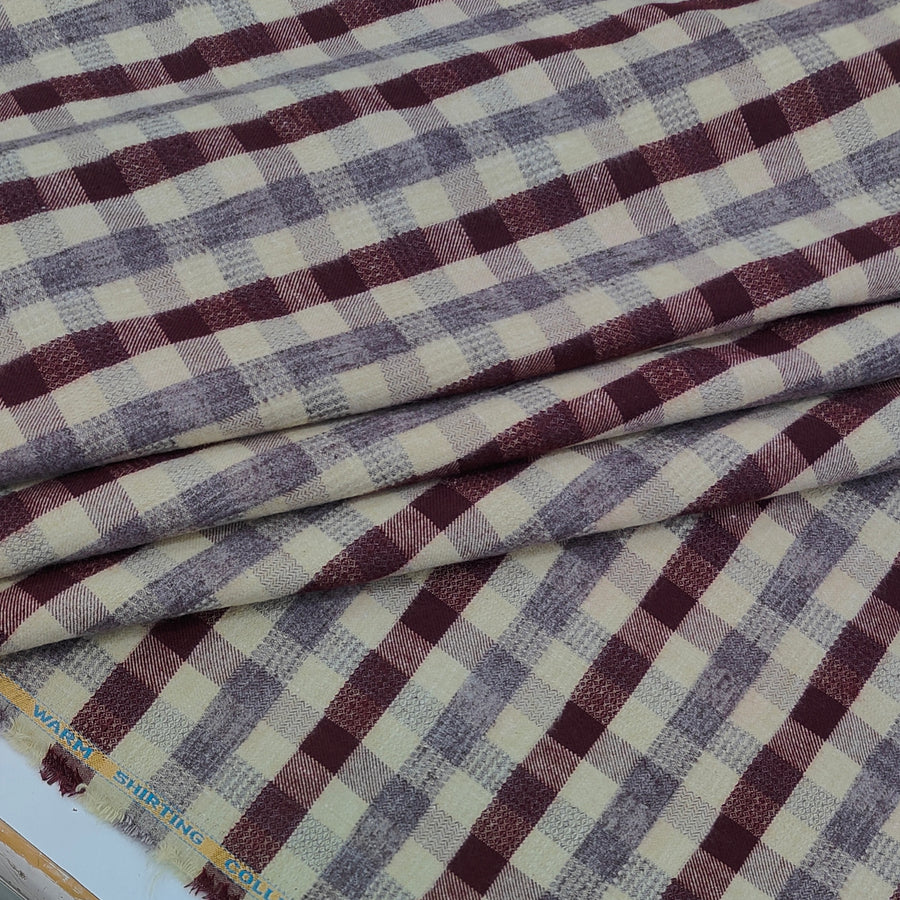 Warm Shirt Fabric Raymond Tartan Check Colour Cream N Lavender