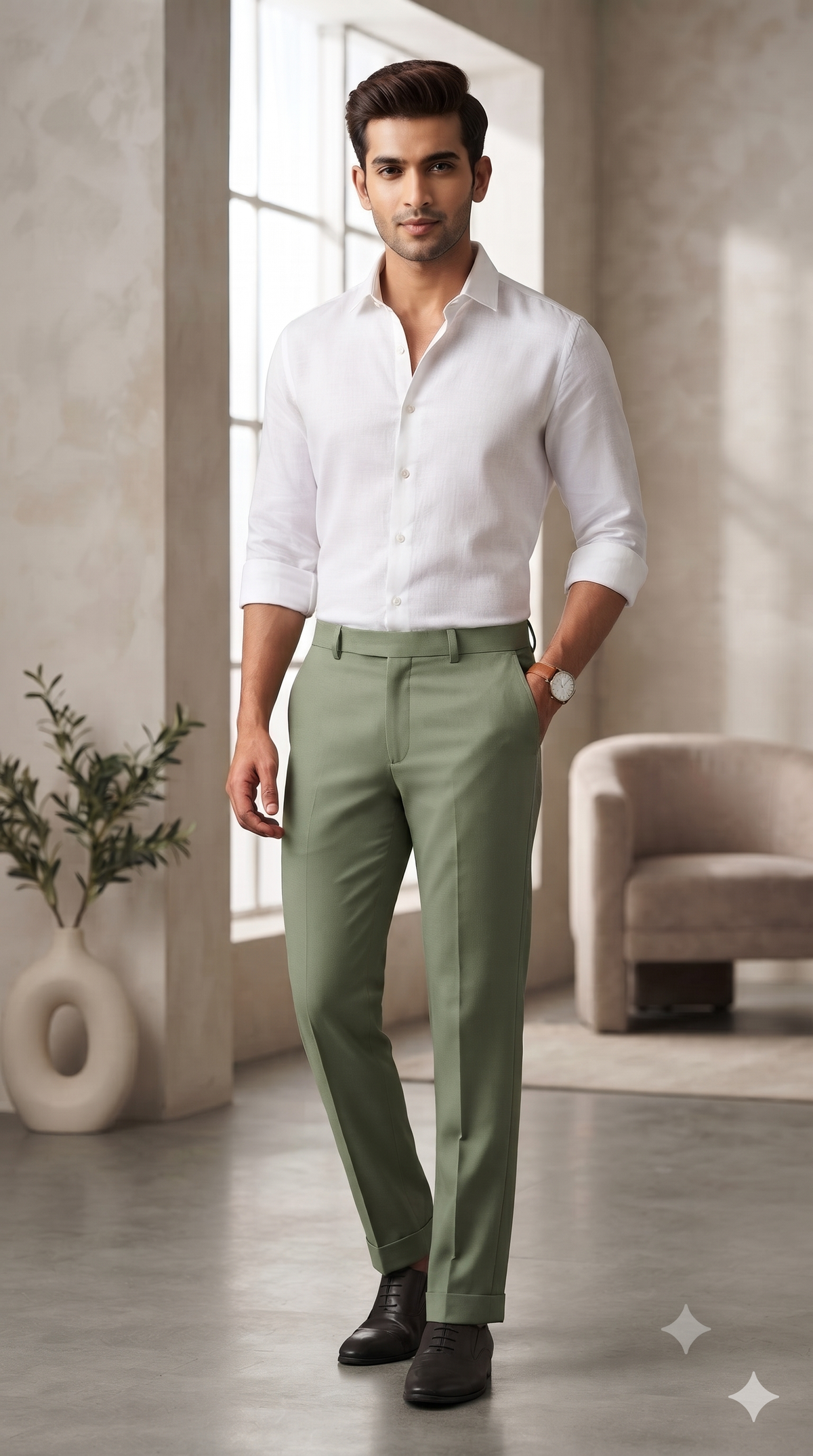 Trouser Fabric Raymond Pure Cotton Stretchable Color Teal Green
