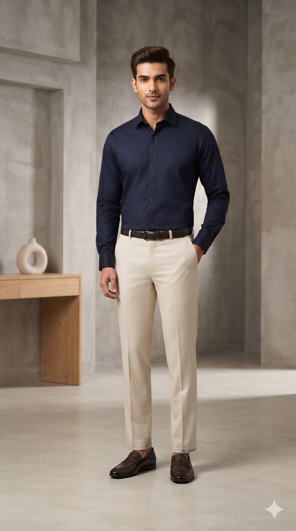 Trouser Fabric Raymond Pure Cotton Stretchable Color Ash Brown