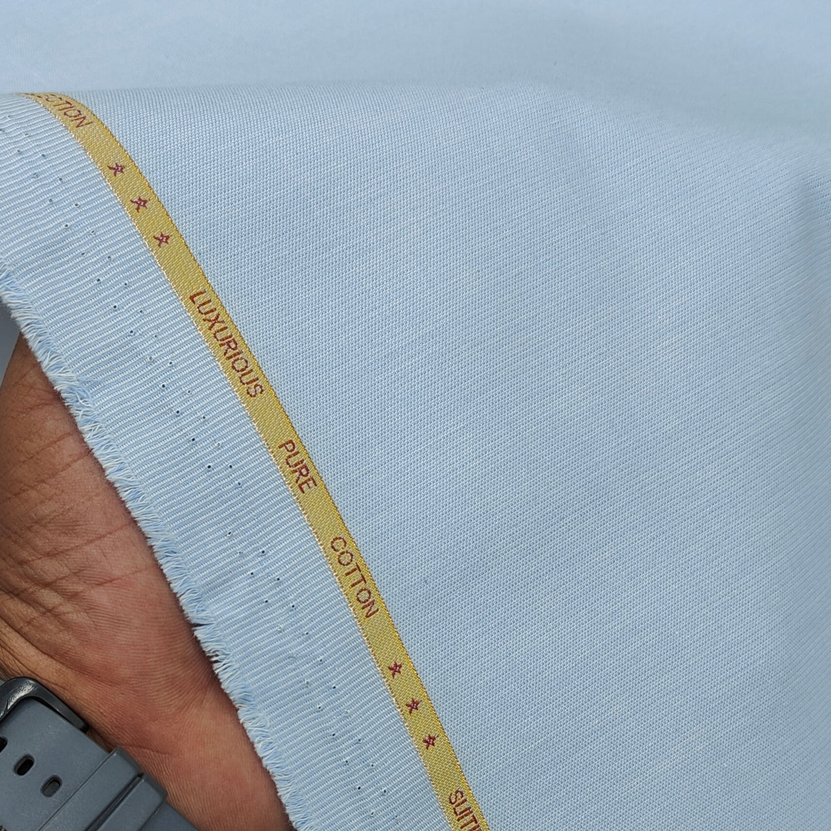 Trouser Fabric Raymond Pure Cotton Stretchable Slub Color Sky Blue
