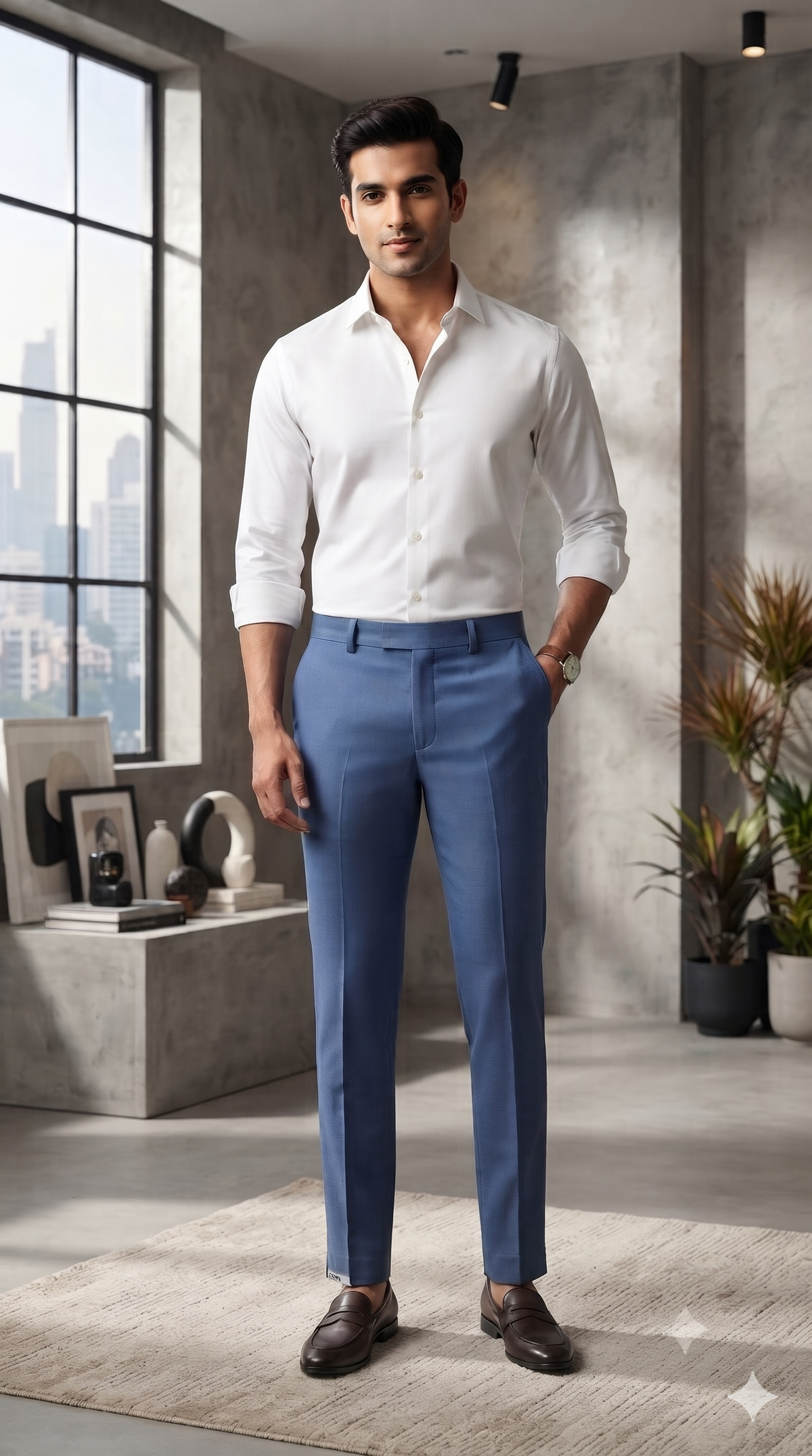 Jeans Fabric Raymond Men’s Cotton Denim Unstitched Stretchable Fabric Colour Glaucous Blue