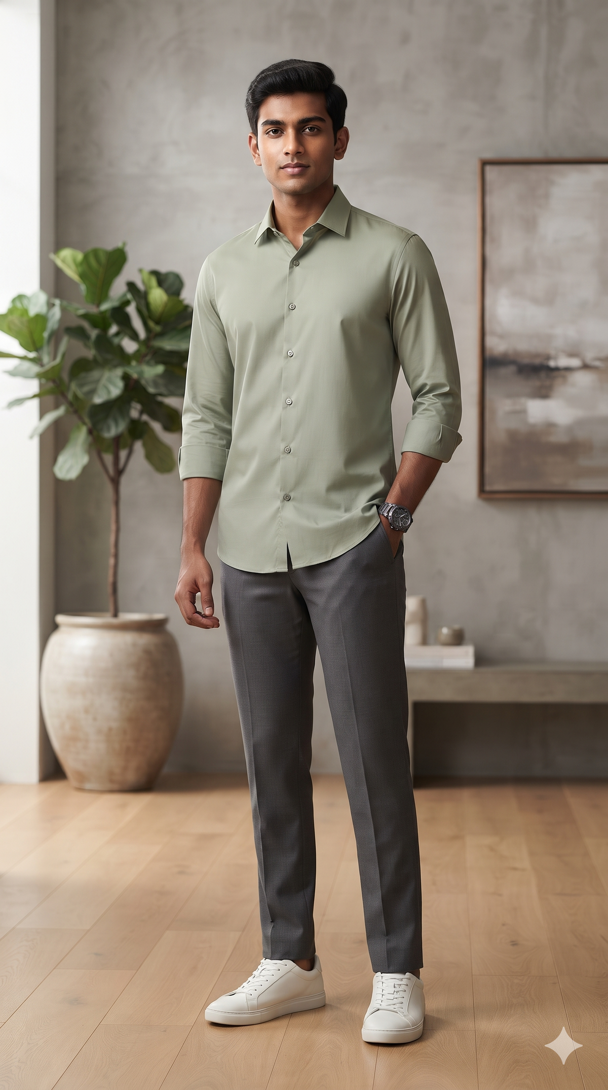 Shirt Fabric ManTire Men's Premium Polyester Viscose Soft Plain Color Swamp Green