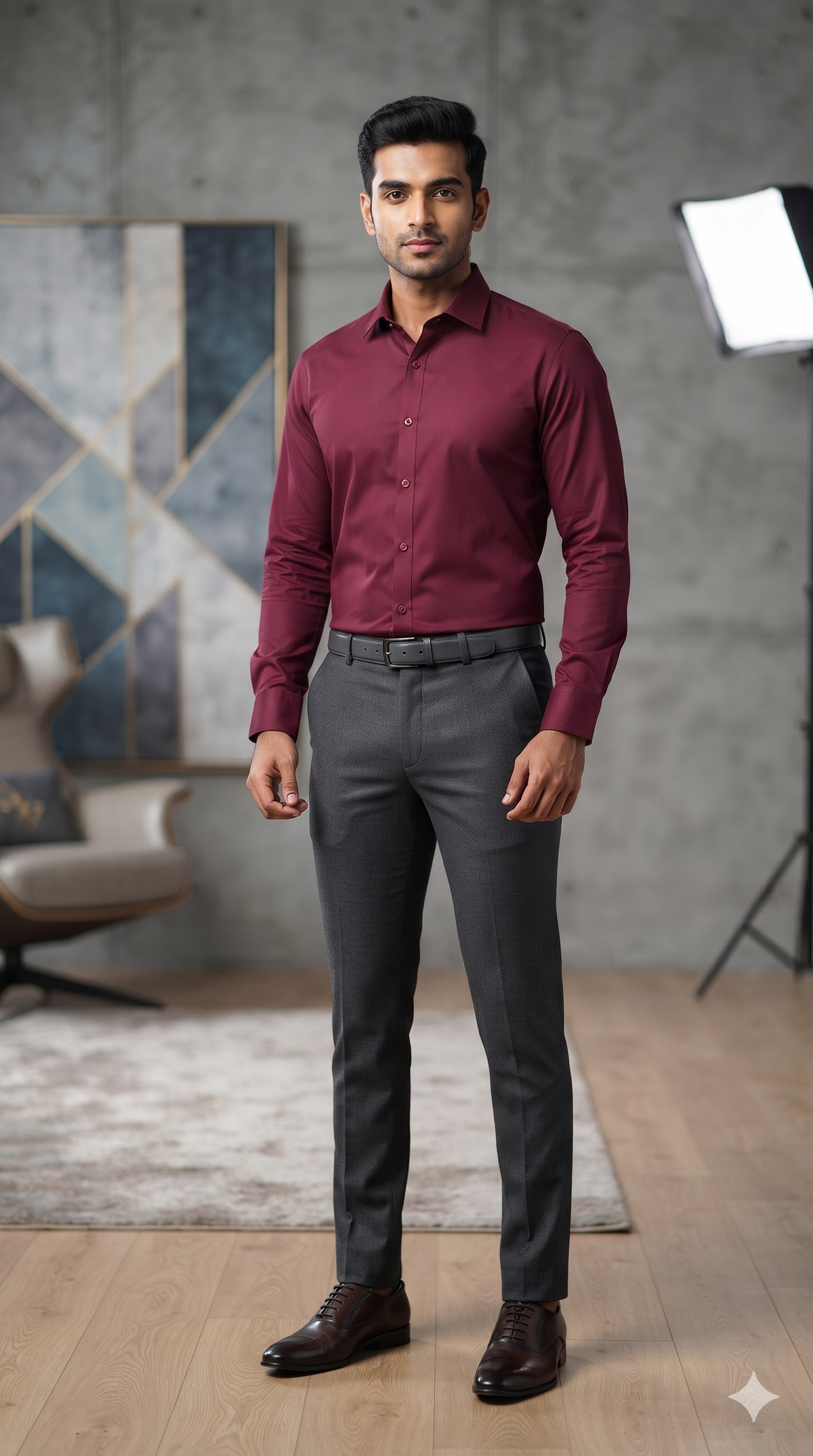 Shirt Fabric ManTire Men's Premium Polyester Viscose Soft Plain Color Reddish Maroon