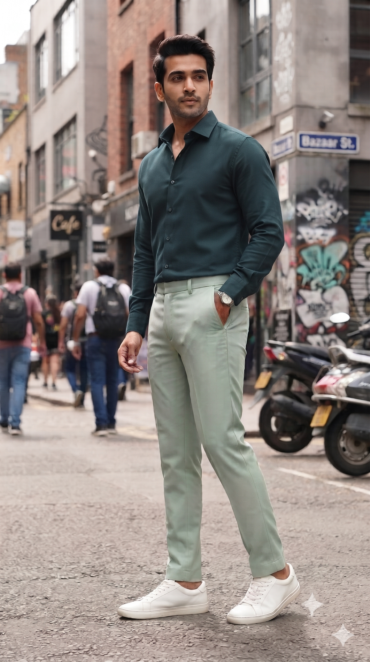 Trouser Fabric Vimal Luxury TR Plain Colour Pista Green