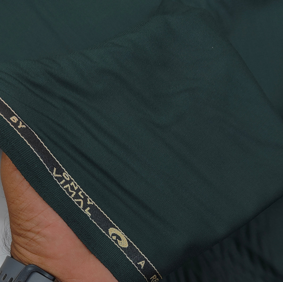 Trouser Fabric Vimal Luxury TR Stretchable Plain Colour Bottle Green