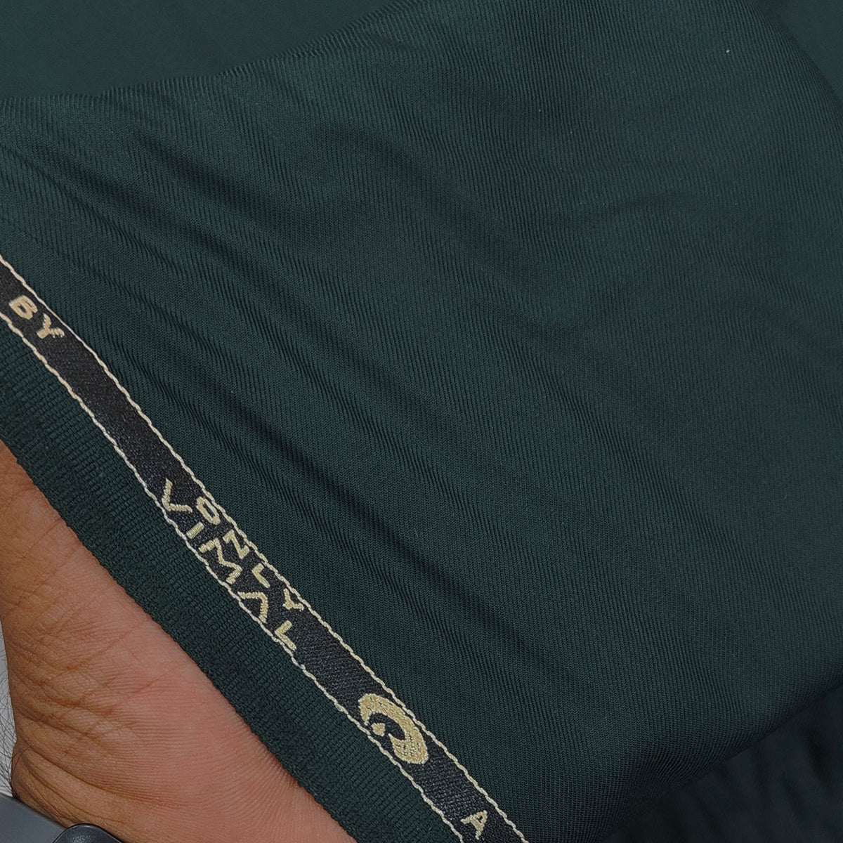 Trouser Fabric Vimal Luxury TR Stretchable Plain Colour Bottle Green