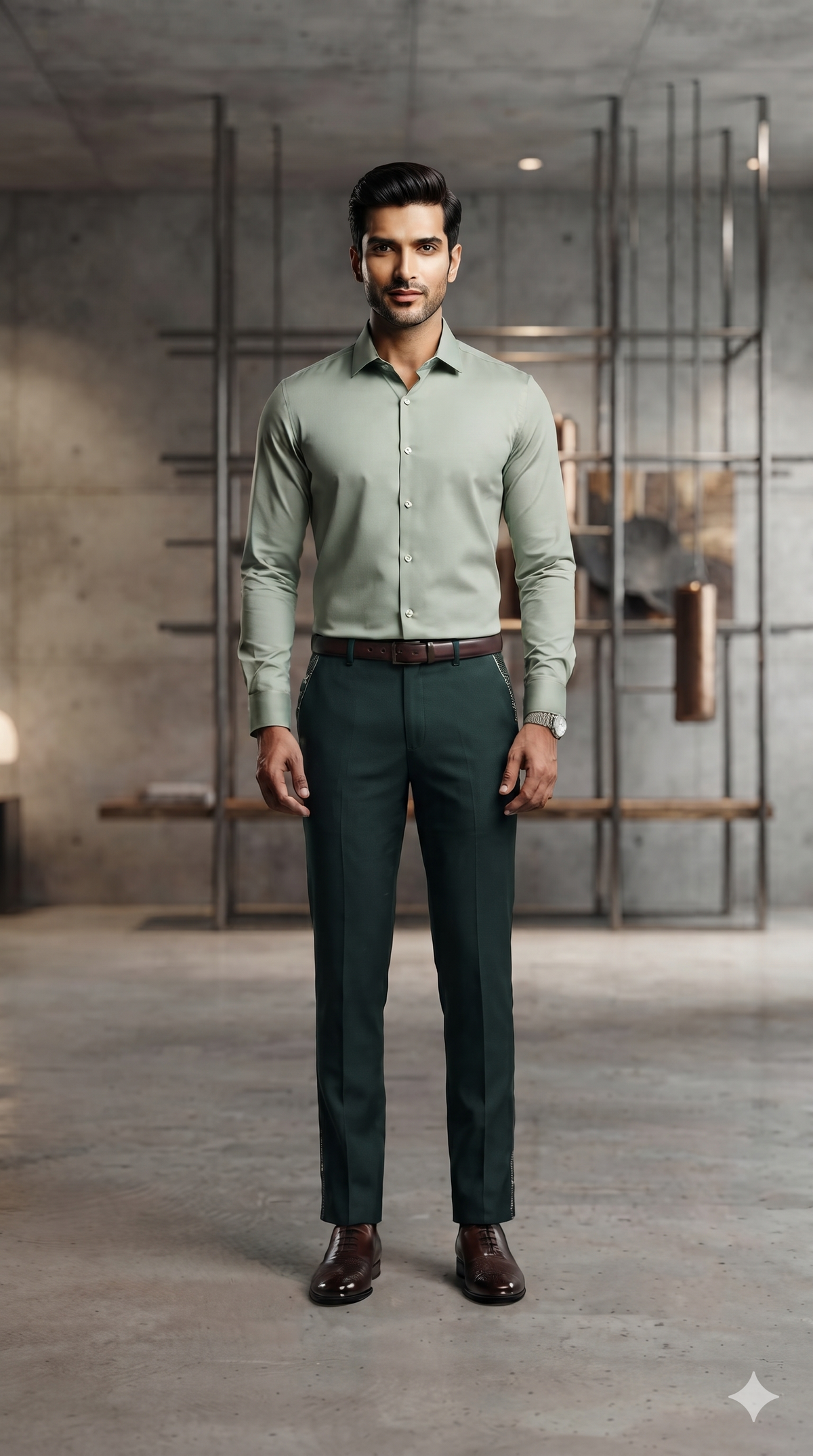 Trouser Fabric Vimal Luxury TR Stretchable Plain Colour Bottle Green