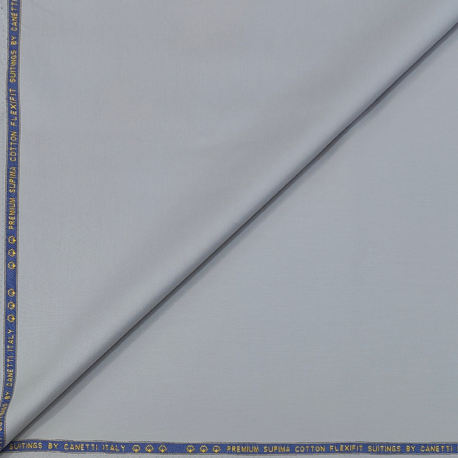 Canetti Italy Luxury Supima Cotton Plain Suiting Fabric Colour Cloud Grey