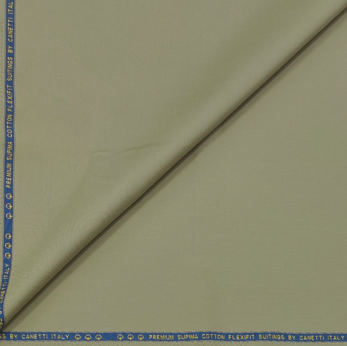 Canetti Italy Luxury Supima Cotton Plain Suiting Fabric Colour Greenish Brown