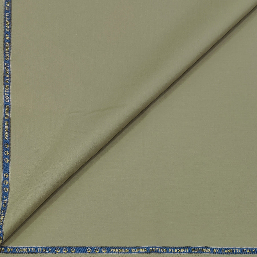 Canetti Italy Luxury Supima Cotton Plain Suiting Fabric Colour Greenish Brown