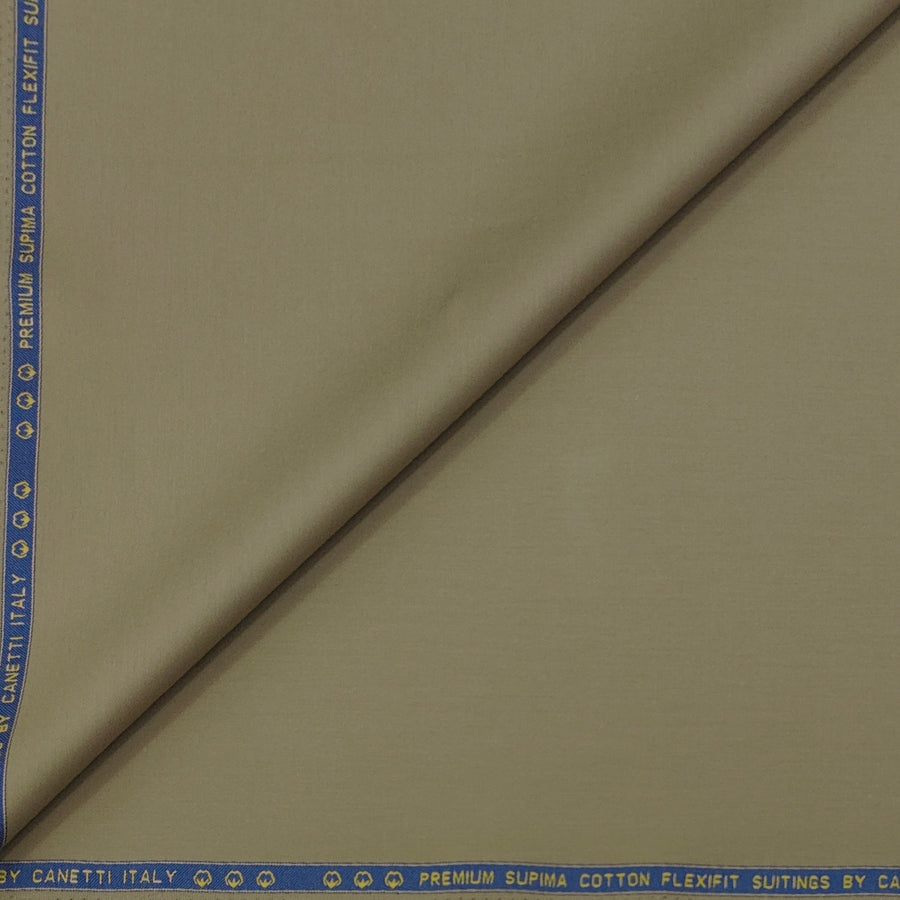 Canetti Italy Luxury Supima Cotton Plain Suiting Fabric Colour Chicory Brown