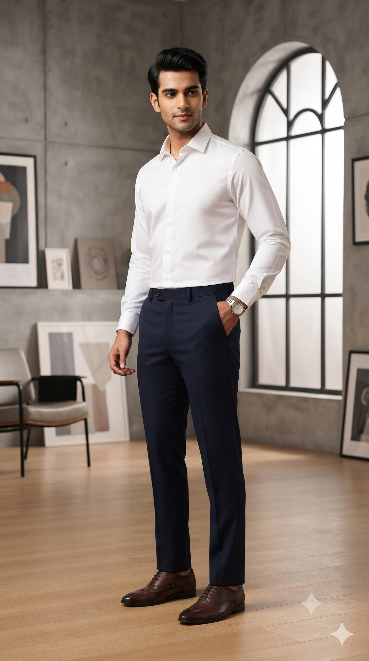 Canetti Italy Luxury Supima Cotton Plain Suiting Fabric Colour Dark Blue