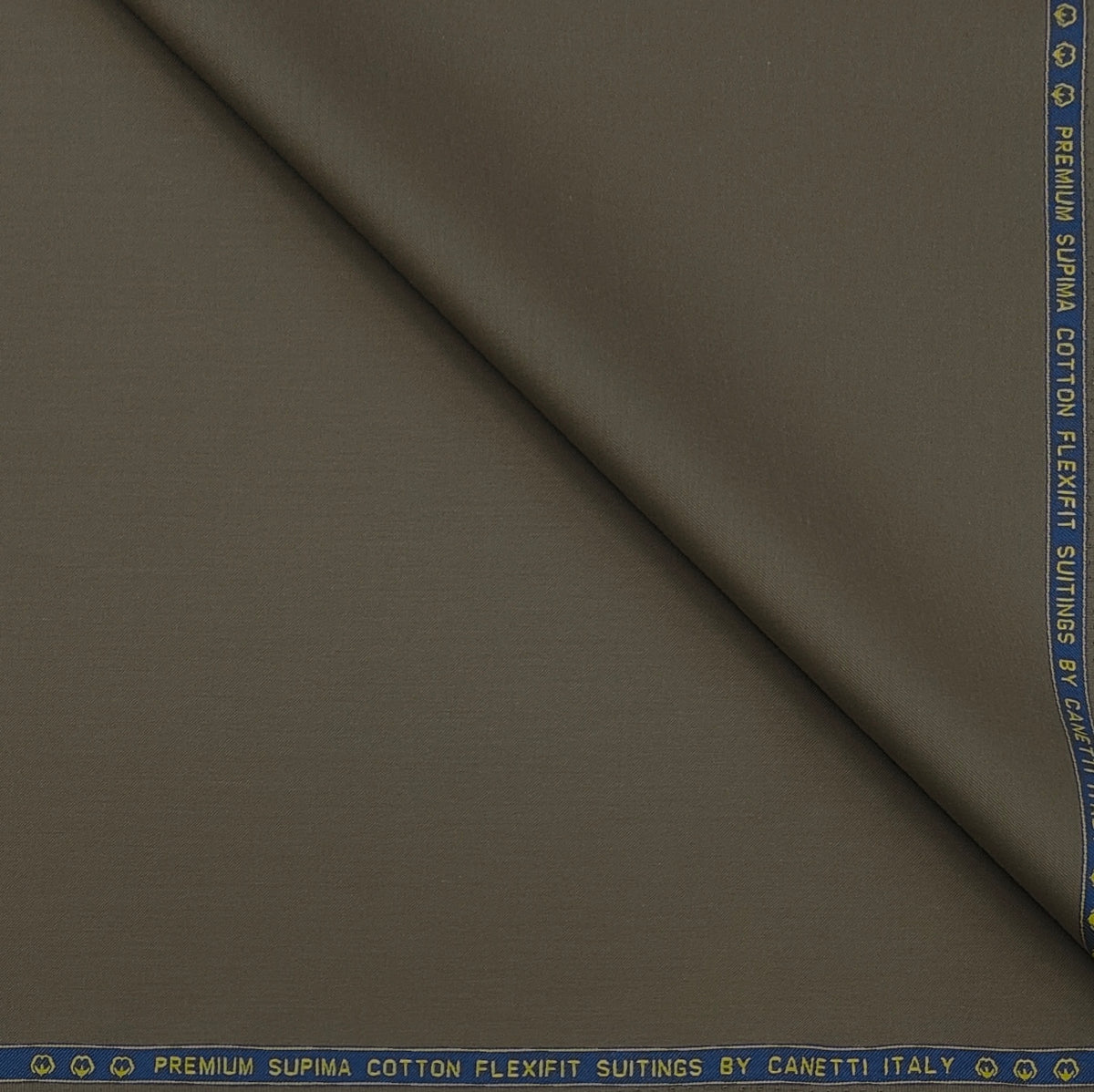 Canetti Italy Luxury Supima Cotton Plain Suiting Fabric Colour Tortilla Brown