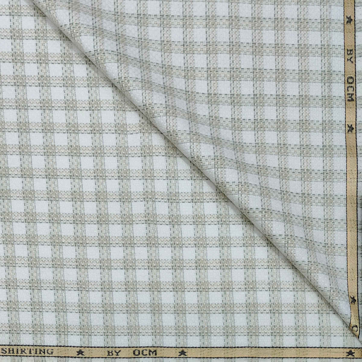 Warm Shirt Fabric Ocm Windowpane Check Colour Off White