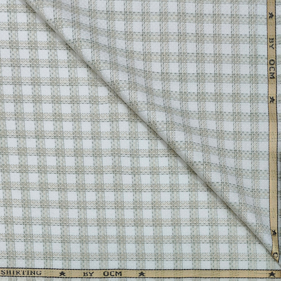 Warm Shirt Fabric Ocm Windowpane Check Colour Off White