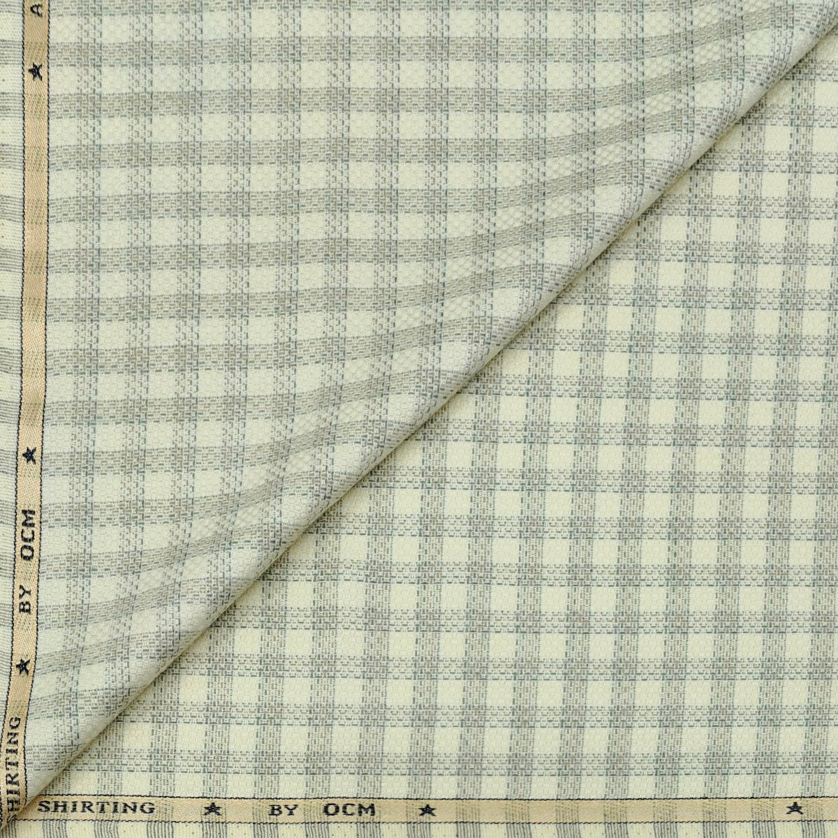 Warm Shirt Fabric Ocm Windowpane Check Colour Yellow Cream