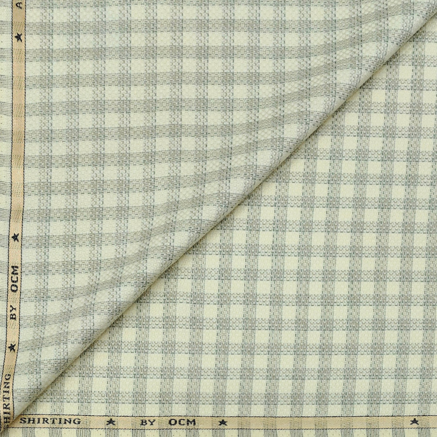 Warm Shirt Fabric Ocm Windowpane Check Colour Yellow Cream