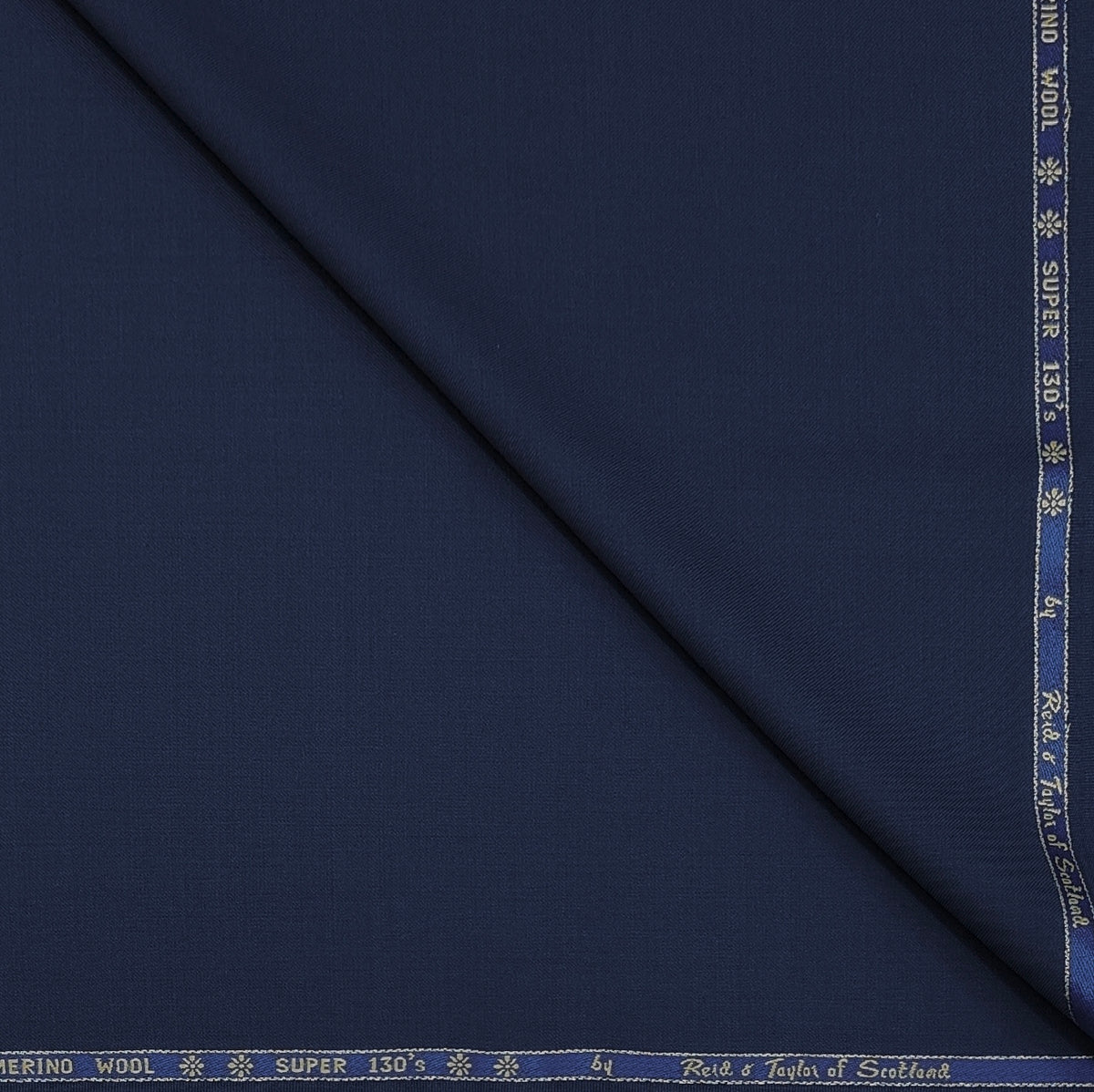 Trouser Fabric Reid & Taylor Super 130s Count 70%Wool Plain Color Dark Space Blue