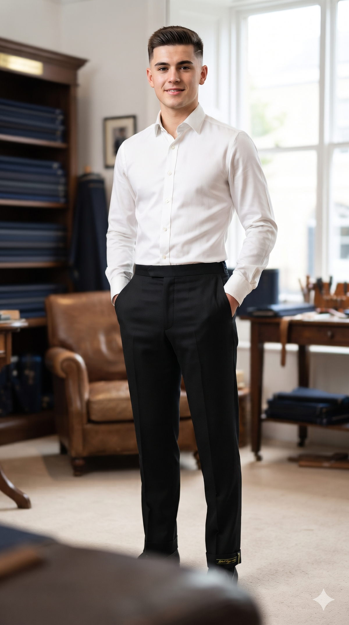 Trouser Fabric Reid & Taylor Super 130s Count 70%Wool Structure Color Black