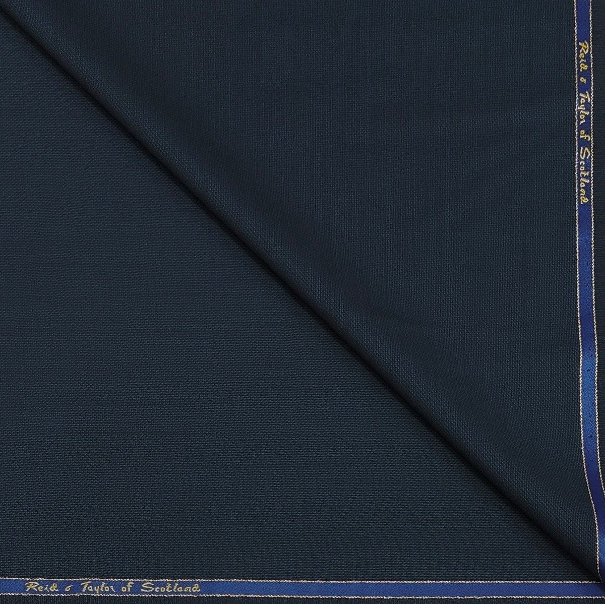 Trouser Fabric Reid & Taylor Super 130s Count 70%Wool Textured Color Blackish Peacock Blue