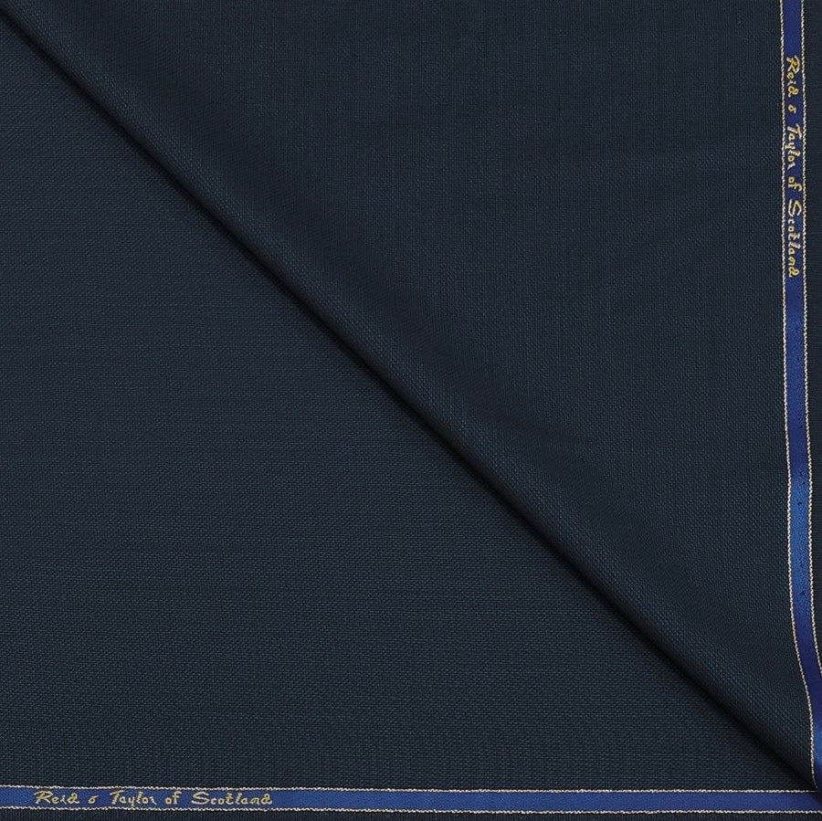 Trouser Fabric Reid & Taylor Super 130s Count 70%Wool Textured Color Blackish Peacock Blue