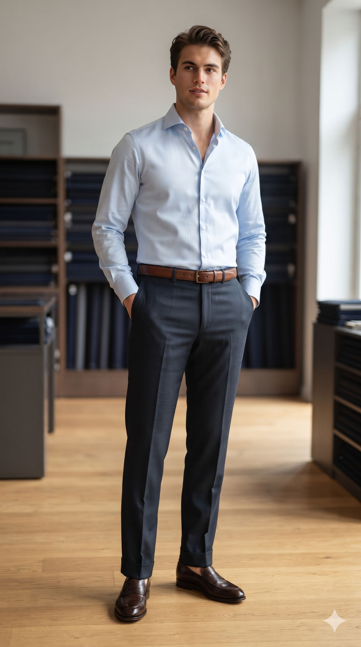 Trouser Fabric Reid & Taylor Super 120s Count 50%Wool Stretchable Plain Color Greyish Blue