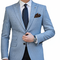 Blazer Fabric ManTire Italian Jacquard Colour Light Blue