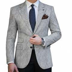 Blazer Fabric ManTire Italian Printed Colour Silver Grey