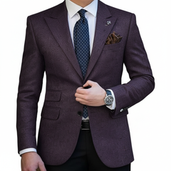 Blazer Fabric ManTire Italian Jacquard Colour Dark Purple