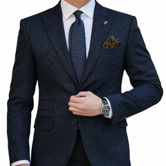 Blazer Fabric ManTire Italian Jacquard Colour Light Prussian Blue