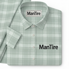 Shirt Fabric ManTire 100% Cotton Broad Check Colour Mint Green