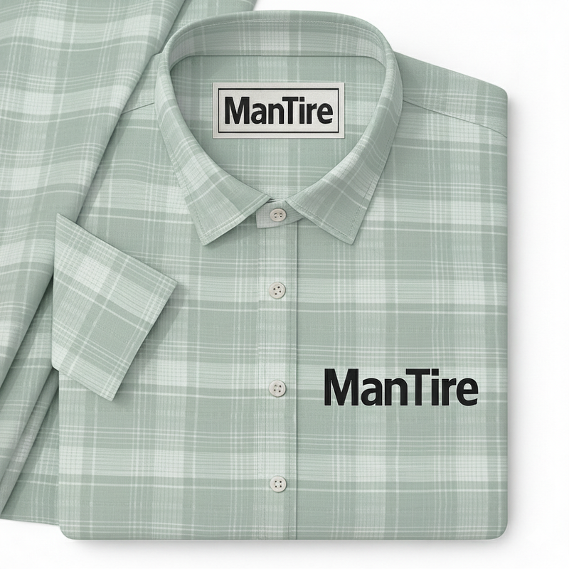 Shirt Fabric ManTire 100% Cotton Broad Check Colour Mint Green