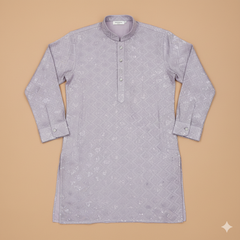 Kurta Fabric ManTire Designer Silk Embroidery Colour Dull Lavender