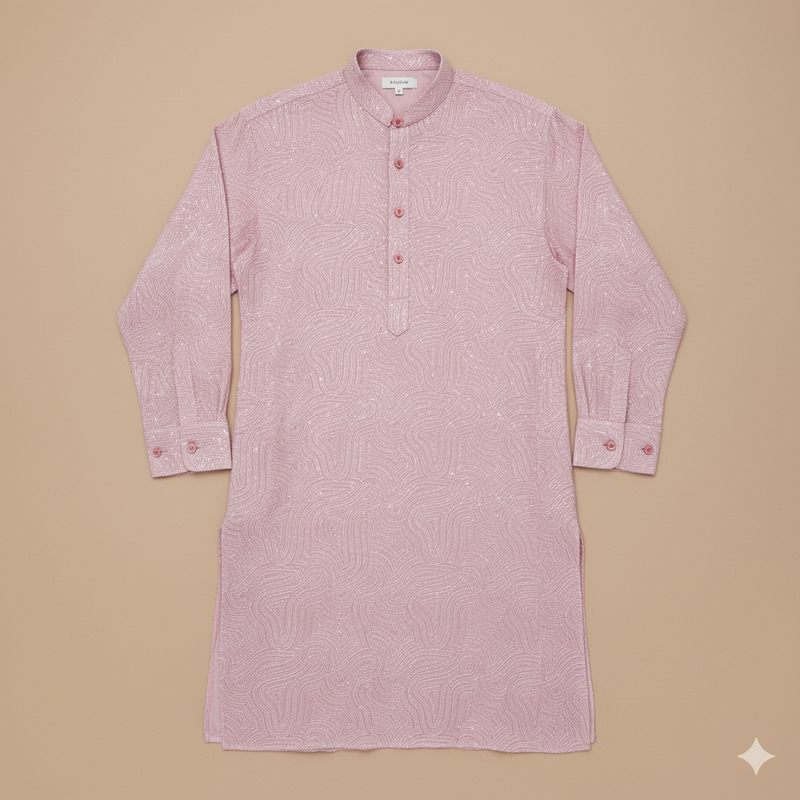 Kurta Fabric ManTire Designer Silk Embroidery Colour Pinkish Peach
