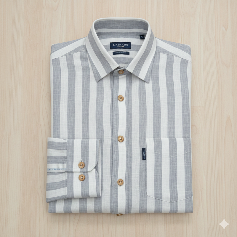 Shirt & Kurta Fabric Linen Club Pure Linen Broad Lining Colour Light Grey N White