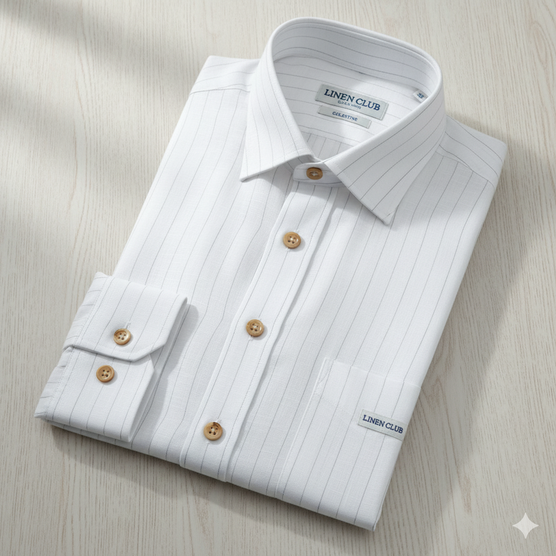 Shirt & Kurta Fabric Linen Club Pure Linen Broad Lining Colour Brown N White