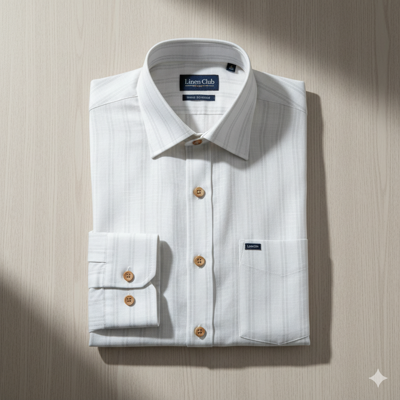Shirt & Kurta Fabric Linen Club Pure Linen Broad Lining Colour Brown N White