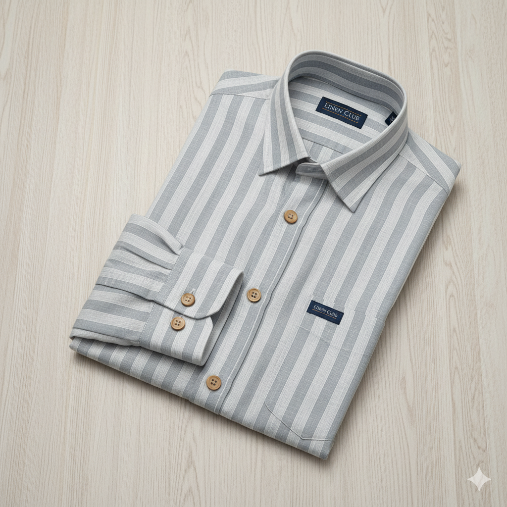 Shirt Fabric Linen Club Pure Linen Broad Lining Colour Light Grey N White