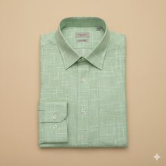 Shirt Fabric Linen Club Linen Blended Printed Colour Tea Green