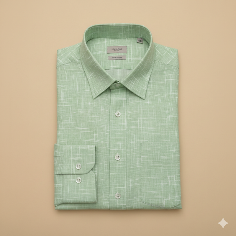 Shirt Fabric Linen Club Linen Blended Printed Colour Tea Green