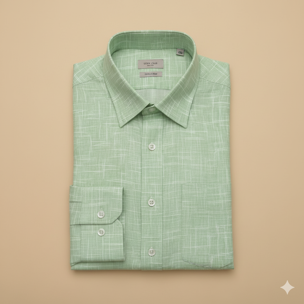Shirt Fabric Linen Club Linen Blended Printed Colour Tea Green