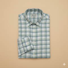 Shirt & Kurta Fabric Linen Club Pure Linen Check Colour Light Sea Green N White