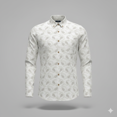 Shirt N kurta Fabric Linen Club Linen Blended Printed Colour Brown N Off White