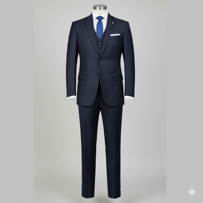 Suit Fabric Raymond Fine Wool Blended Lining Color Dark Blue