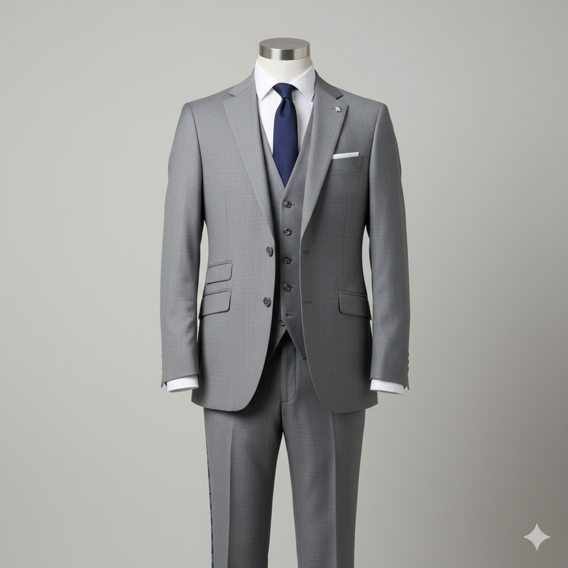 Suit Fabric Raymond Fine Wool Blended Self Slub Color Grey